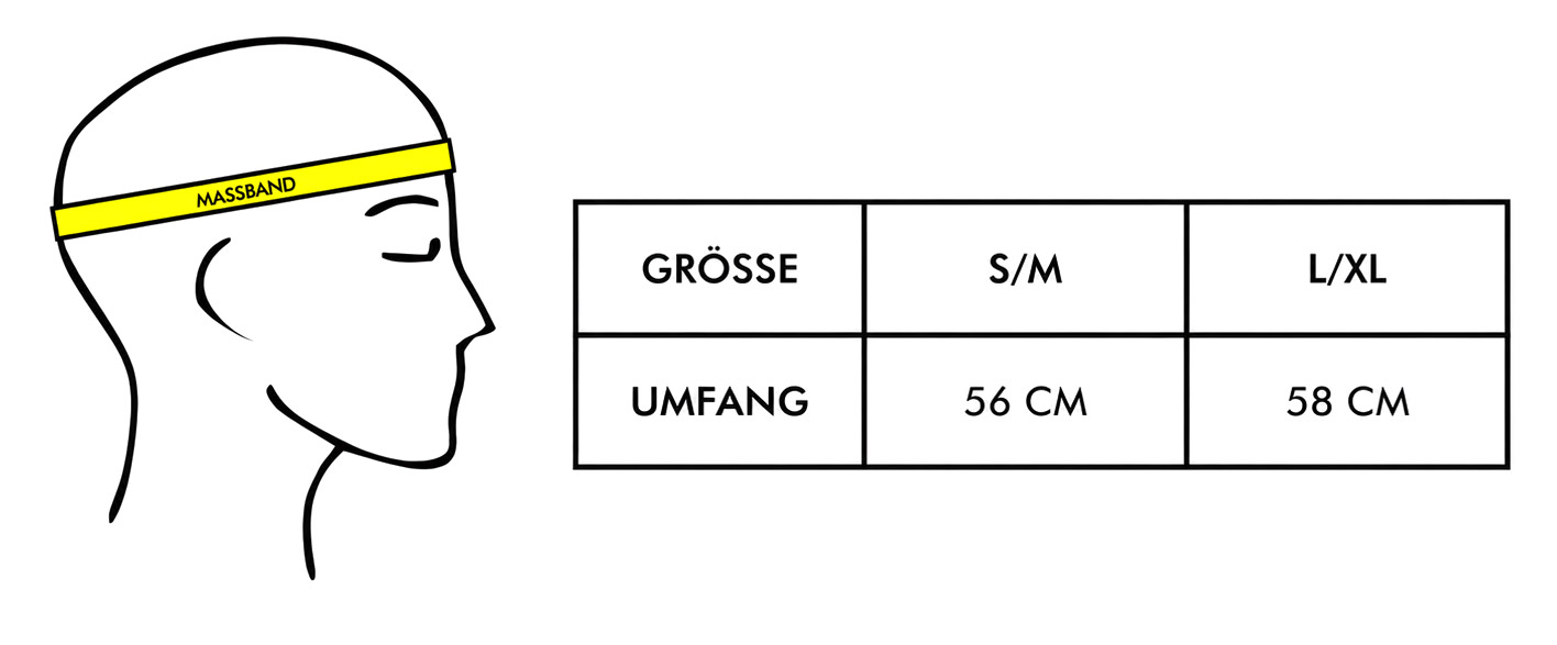 Aim Music Stabiler Ossi Fischerhut Größentablle S/M 56cm, L/XL 58cm